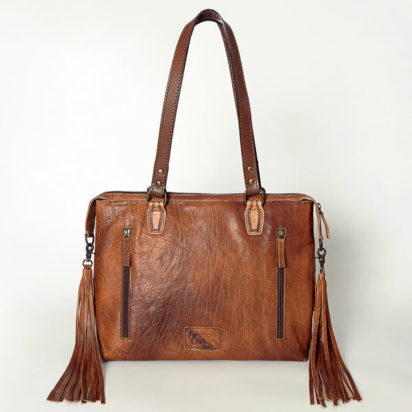 ADBG855 American Darling Hand Tooled Floral & Hand Woven Saddle Blanket Western Leather Tote Bag