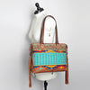 ADBG855 American Darling Hand Tooled Floral & Hand Woven Saddle Blanket Western Leather Tote Bag