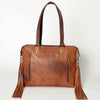 ADBG855 American Darling Hand Tooled Floral & Hand Woven Saddle Blanket Western Leather Tote Bag