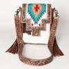 ADBG856 American Darling Hand Tooled Floral & Cowhide Messenger Bag with Saddle Blanket