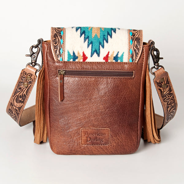 ADBG856 American Darling Hand Tooled Floral & Cowhide Messenger Bag with Saddle Blanket