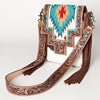 ADBG856 American Darling Hand Tooled Floral & Cowhide Messenger Bag with Saddle Blanket