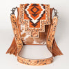 ADBG856 American Darling Hand Tooled Floral & Cowhide Messenger Bag with Saddle Blanket