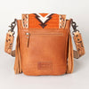 ADBG856 American Darling Hand Tooled Floral & Cowhide Messenger Bag with Saddle Blanket
