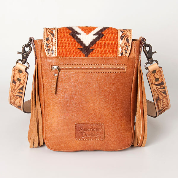 ADBG856 American Darling Hand Tooled Floral & Cowhide Messenger Bag with Saddle Blanket