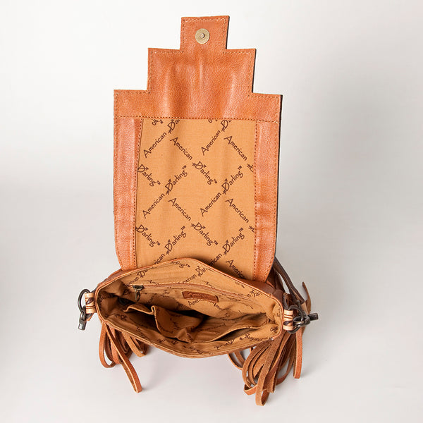 ADBG856 American Darling Hand Tooled Floral & Cowhide Messenger Bag with Saddle Blanket