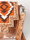 ADBG856 American Darling Hand Tooled Floral & Cowhide Messenger Bag with Saddle Blanket