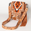 ADBG856 American Darling Hand Tooled Floral & Cowhide Messenger Bag with Saddle Blanket