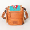 ADBG856 American Darling Hand Tooled Floral & Cowhide Messenger Bag with Saddle Blanket
