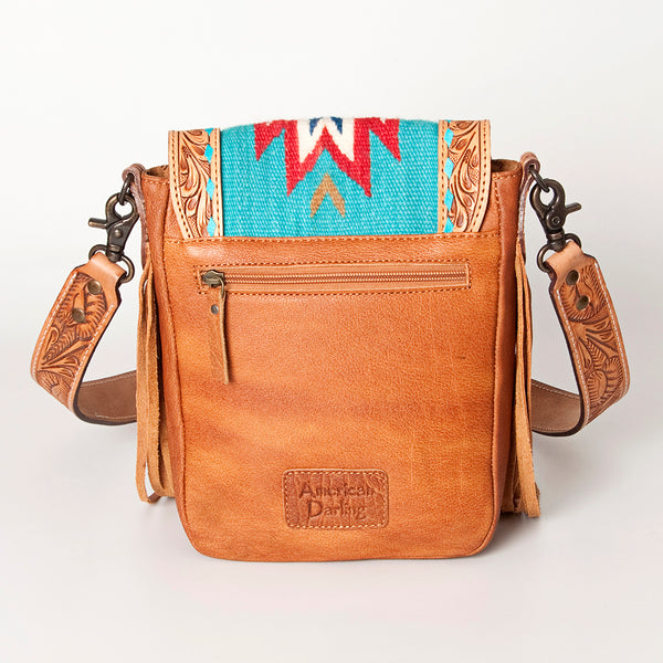ADBG856 American Darling Hand Tooled Floral & Cowhide Messenger Bag with Saddle Blanket