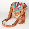 ADBG856 American Darling Hand Tooled Floral & Cowhide Messenger Bag with Saddle Blanket
