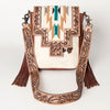 ADBG856 American Darling Hand Tooled Floral & Cowhide Messenger Bag with Saddle Blanket