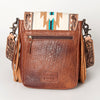 ADBG856 American Darling Hand Tooled Floral & Cowhide Messenger Bag with Saddle Blanket