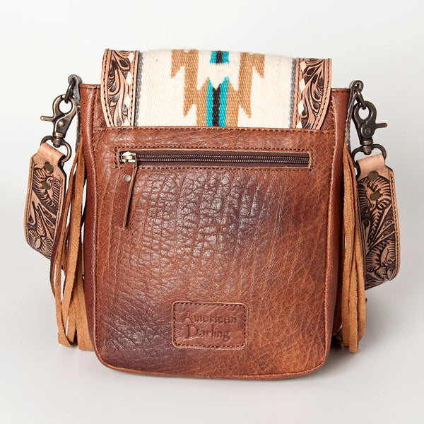ADBG856 American Darling Hand Tooled Floral & Cowhide Messenger Bag with Saddle Blanket