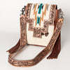 ADBG856 American Darling Hand Tooled Floral & Cowhide Messenger Bag with Saddle Blanket