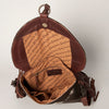 LC-ADBGZ616A Western Cowhide Messenger Bag with Tooled Leather & Beaded Tribal Flap