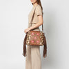 LC-ADBGZ621 Leopard Print Cowhide Small Crossbody Bag with Tooled Leather & Pink Floral Inlay