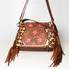 LC-ADBGZ621 Leopard Print Cowhide Small Crossbody Bag with Tooled Leather & Pink Floral Inlay