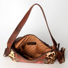 LC-ADBGZ621 Leopard Print Cowhide Small Crossbody Bag with Tooled Leather & Pink Floral Inlay
