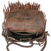ADBGM250 Rustic Brown Leather Crossbody - Fringe Western Purse with Turquoise Concho