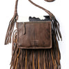ADBGM250 Hair-On Cowhide Leather Crossbody Bag - Turquoise Concho & Fringe Western Purse