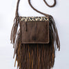 ADBGM250 Leopard Print Hair-On Leather Crossbody - Turquoise Concho & Fringe Western Bag