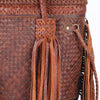 ADBGM251 Woven Leather Fringe Tote Bag - Western Braided Handle Shoulder Purse