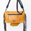LC-ADBGM254 Raw-Edge Leather Western Crossbody Bag - Fringe Saddle Purse with Horn Toggle & Braided Strap