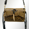 LC-ADBGM254 Raw-Edge Leather Western Crossbody Bag - Fringe Saddle Purse with Horn Toggle & Braided Strap