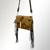LC-ADBGM254 Raw-Edge Leather Western Crossbody Bag - Fringe Saddle Purse with Horn Toggle & Braided Strap