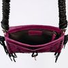 ADBGM255 Leather Western Crossbody Bag - Fringe Purse with Horn Toggle & Braided Strap