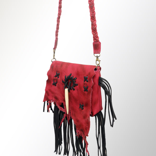 ADBGM256 Stunning Handcrafted Leather Fringe Crossbody with Braided Strap