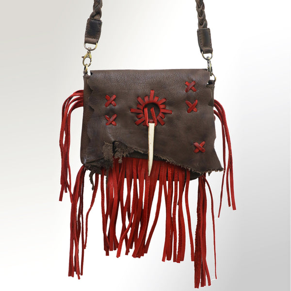 ADBGM256 Stunning Handcrafted Leather Fringe Crossbody with Braided Strap
