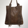 ADBGM119 Genuine Leather Fringe Tote - Western Knotted Strap Shoulder Bag