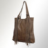 ADBGM119 Genuine Leather Fringe Tote - Western Knotted Strap Shoulder Bag