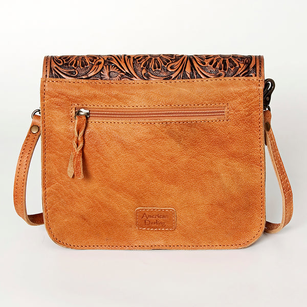 ADBG826 American Darling Western Cross body Bag Hair-On Cowhide with Hand Tooled Floral Carving