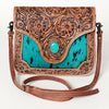 ADBG826 American Darling Western Cross body Bag Hair-On Cowhide with Hand Tooled Floral Carving