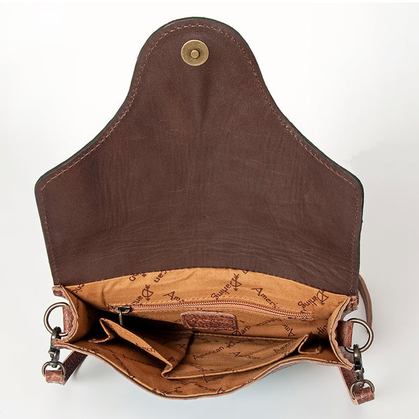 ADBG826 American Darling Western Cross body Bag Hair-On Cowhide with Hand Tooled Floral Carving