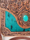 ADBG826 American Darling Western Cross body Bag Hair-On Cowhide with Hand Tooled Floral Carving