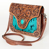 ADBG826 American Darling Western Cross body Bag Hair-On Cowhide with Hand Tooled Floral Carving