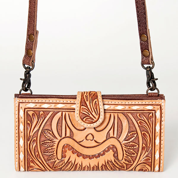 ADBG832 American Darling Western Small Cross body Bag Hand Tooled Floral with Buck Stitched Detail