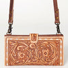 ADBG832 American Darling Western Small Cross body Bag Hand Tooled Floral with Buck Stitched Detail
