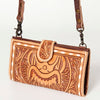 ADBG832 American Darling Western Small Cross body Bag Hand Tooled Floral with Buck Stitched Detail