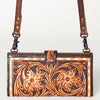 ADBG832 American Darling Western Small Cross body Bag Hand Tooled Floral with Buck Stitched Detail