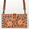 ADBG832 American Darling Western Small Cross body Bag Hand Tooled Floral with Buck Stitched Detail