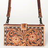 ADBG832 American Darling Western Small Cross body Bag Hand Tooled Floral with Buck Stitched Detail