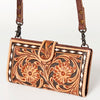 ADBG832 American Darling Western Small Cross body Bag Hand Tooled Floral with Buck Stitched Detail