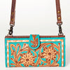 ADBG832 American Darling Western Small Cross body Bag Hand Tooled Floral with Buck Stitched Detail