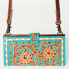 ADBG832 American Darling Western Small Cross body Bag Hand Tooled Floral with Buck Stitched Detail
