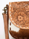 ADBGA211 American Darling Messenger Bag-Floral Hand Tooled Leather & Hair-On Hide